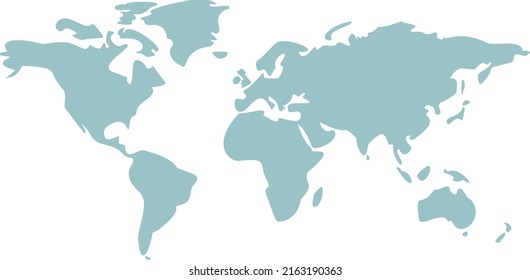 Mapa mundial. Continentes terrestres y océanos. Concepto geográfico