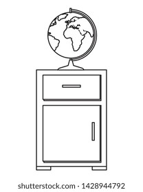 world map earth in drawer wooden