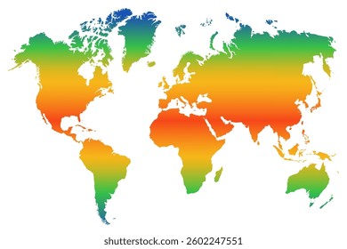 World map, Earth map global with division on climatic zones