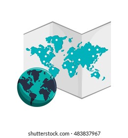 world map and earth globe icon