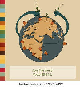 World Map Earth Globe Vector for Save World Concept, EPS 10.