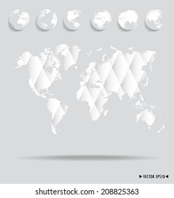 World Map Earth Globes Vector 260nw 208825363 