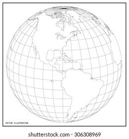 World map with earth globes. Vector illustration