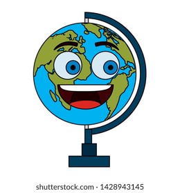 world map earth kawaii comic character