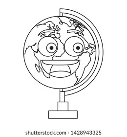world map earth kawaii comic character
