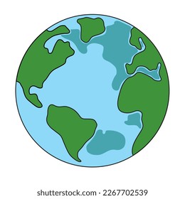 World map. Earth. Line art. Vector illustration. Icon.