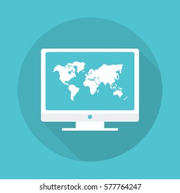 world map. earth in monitor for web design