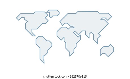 World map. Earth. Template for web site, app, inphographics. Globe similar worldmap flat design silhouette, shape. Travel worldwide backdrop. Vector  background isolated on white