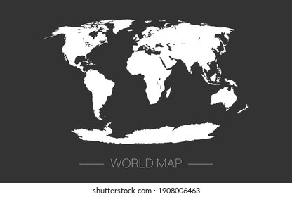 Mapa mundial. Tierra, plantilla de mapa blanco para el patrón del sitio web, informe anual, infografías. Icono de mapa del mundo similar en globo. Viaja por todo el mundo, con un fondo de silueta de mapa. Ilustración del vector