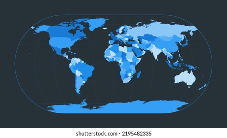 World Map. Eckert III projection. Futuristic world illustration for your infographic. Nice blue color palette. Attractive vector illustration.