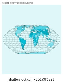 World Map. Eckert VI projection. Countries style. High Detail World map for infographics, education, reports, presentations. Vector illustration.