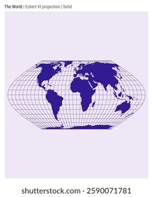 World Map. Eckert VI projection. Solid style. High Detail World map for infographics, education, reports, presentations. Vector illustration.