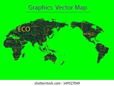 World map Eco Font vector set seamless pattern