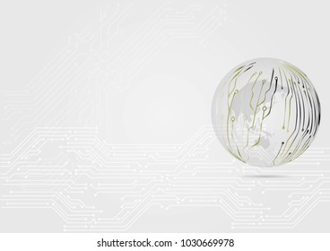The world map with electronic circuit board and global as concept of global business and engineering, Global business of engineering and technology concept, Eps 10 vector
