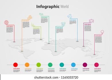 infografía de elementos del mapa mundial , icono de información empresarial del gráfico informativo