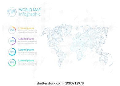 Mapa mundial con elementos de la plantilla de infografía. Vector eps10.