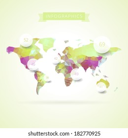 World map with elements of infographics. Vector eps10.