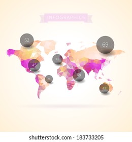 World map with elements of infographics. Vector eps10.