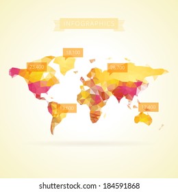World map with elements of infographics. Vector eps10.