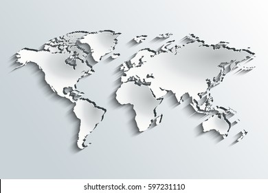 World map embossed in peeling paper over a grey gradient