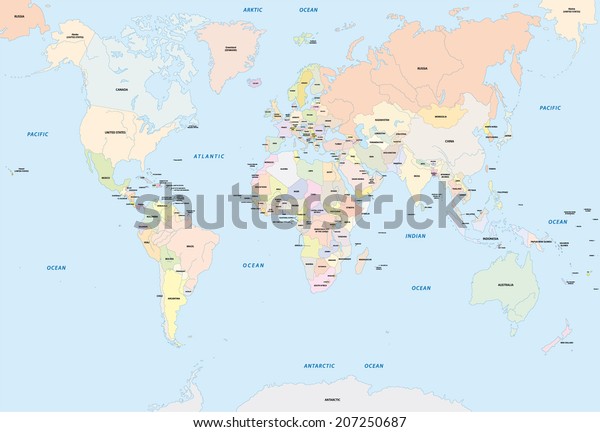 Image Vectorielle De Stock De Carte Du Monde En Anglais