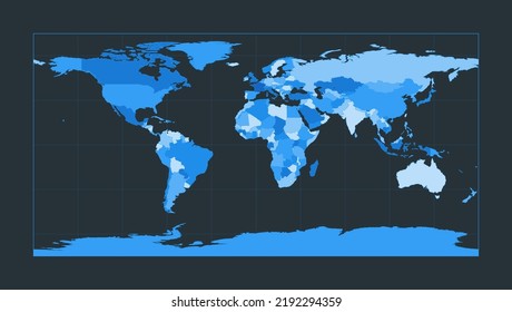 World Map. equirectangular (plate carree) projection. Futuristic world illustration for your infographic. Nice blue colors palette. Charming vector illustration. svg
