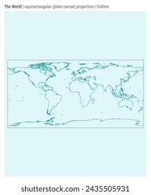 World Map. equirectangular (plate carree) projection. Outline style. High Detail World map for infographics, education, reports, presentations. Vector illustration. svg