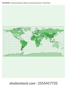 World Map. equirectangular (plate carree) projection. Countries style. High Detail World map for infographics, education, reports, presentations. Vector illustration.