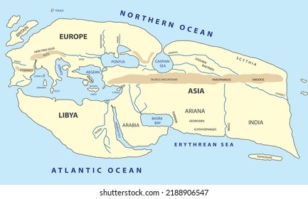 World Map Eratosthenes Nworld Map Based On The Conceptions Of The Ancient Greek Geographer Eratosthenes Of Cyrene