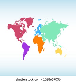 World map. Europe Asia America Africa Australia