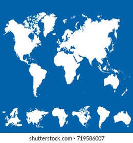 World map. Europe Asia America Africa Australia