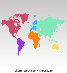 World map. Europe Asia America Africa Australia