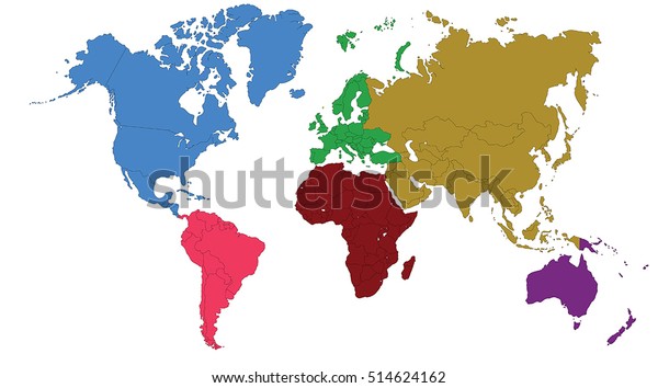 World Map Europe Asia North America Stock Vector Royalty Free
