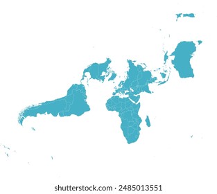 World map in Europe Lambert Conformal Conic Projection