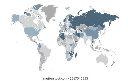 World map featuring the continents in a bright, bold color palette with no text or labels.international,sign,art,region,city,contour,nation,infographic,political,concept,outline.