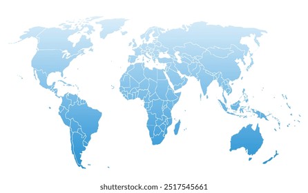 World map featuring the continents in a bright, bold color palette with no text or labels.international,sign,art,region,city,contour,nation,infographic,political,concept,outline.