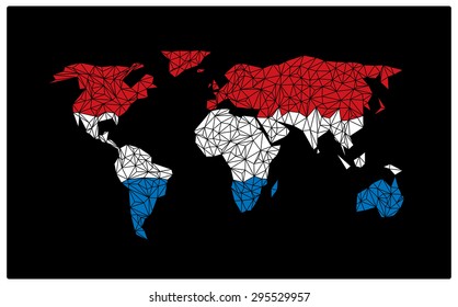 World map with flag of the Netherlands.