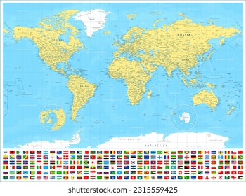 Mapa mundial y indicadores - ilustración vectorial altamente detallada