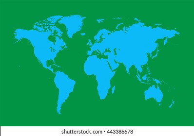 World map flat blue color