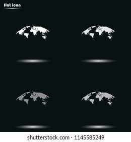 World map flat grayscale vector icon.