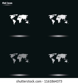 World map flat grayscale vector icon.
