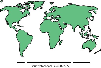 World map. Flat style. Color vector illustration