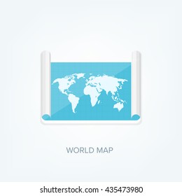 World map in a flat style.Earth,globe.Route planning.Map of Asia,Africa,North America,South America,Antarctica,Europe,Australia.Continents of the world on the map.World navigation system.GPS. 