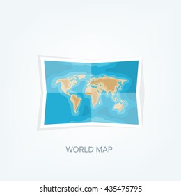 World map in a flat style.Earth,globe.Route planning.Map of Asia,Africa,North America,South America,Antarctica,Europe,Australia.Continents of the world on the map.World navigation system.GPS. 