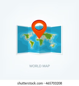 World map in a flat style.Earth,globe.Route planning.Map of Asia,Africa,North America,South America,Antarctica,Europe,Australia.Continents of the world on the map.World navigation system.GPS.