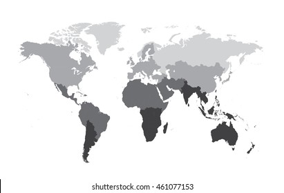 World map flat vector gray color