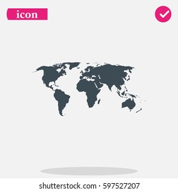 World map flat vector icon.