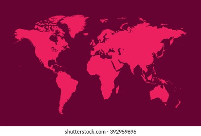 World map flat vector pink