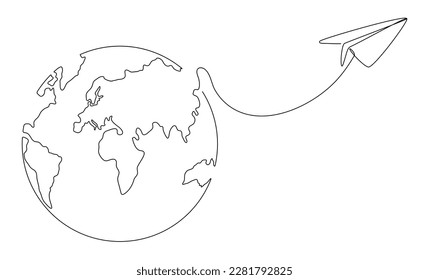 World map and flying