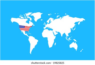A world map with focus on the us